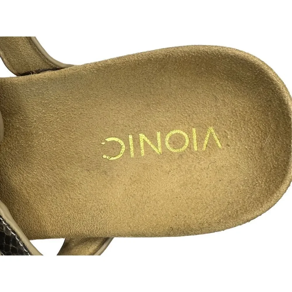 VIONIC NEW Radia Snakeskin Wedge Sandals Slides Size 8